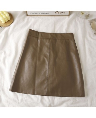 PU Summer Large size Leather skirt Wrap-around skirt Women High waist outer wear A-line short skirt black Casual mini Half $3...