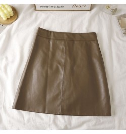 PU Summer Large size Leather skirt Wrap-around skirt Women High waist outer wear A-line short skirt black Casual mini Half $3...