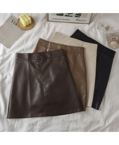 PU Summer Large size Leather skirt Wrap-around skirt Women High waist outer wear A-line short skirt black Casual mini Half $3...