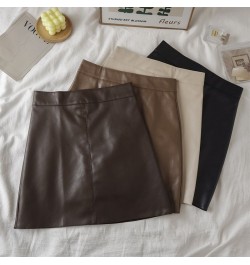 PU Summer Large size Leather skirt Wrap-around skirt Women High waist outer wear A-line short skirt black Casual mini Half $3...