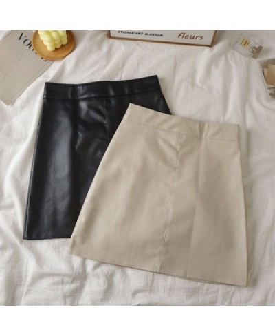 PU Summer Large size Leather skirt Wrap-around skirt Women High waist outer wear A-line short skirt black Casual mini Half $3...