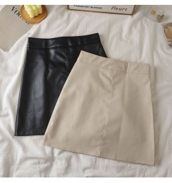 PU Summer Large size Leather skirt Wrap-around skirt Women High waist outer wear A-line short skirt black Casual mini Half $3...