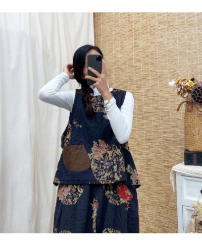 Chinese Women Vest Print Floral 2023 Winter Autumn Sleeveless Coat Retro O neck Pullovers Warm Vest Female YoYiKamomo $44.78 ...