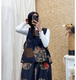 Chinese Women Vest Print Floral 2023 Winter Autumn Sleeveless Coat Retro O neck Pullovers Warm Vest Female YoYiKamomo $44.78 ...