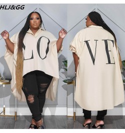 Plus Size Love Letter Print Tshirt L-4XL Women Batwing Sleeve Oversized Loose Tops Lady V Neck Irregular Streetwear 2022 $48....