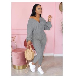 Casual Autumn Jumpsuit Front Zipper Long Sleeve bodysuit Solid Color Long playsuit overalls for women $40.73 - Jumpsuits