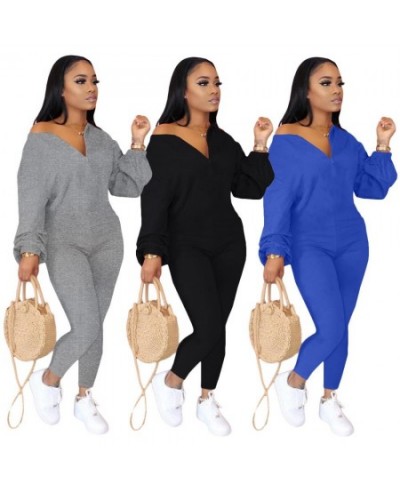 Casual Autumn Jumpsuit Front Zipper Long Sleeve bodysuit Solid Color Long playsuit overalls for women $40.73 - Jumpsuits