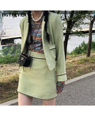 Elegant Chic Ladies 2 Pieces Blazer Set O-neck Single-breasted Short Jackets & Mini Package Hip Skirts Women Skirt Suit $98.1...