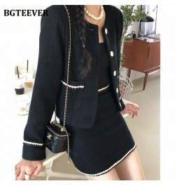 Elegant Chic Ladies 2 Pieces Blazer Set O-neck Single-breasted Short Jackets & Mini Package Hip Skirts Women Skirt Suit $98.1...