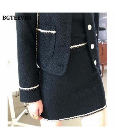 Elegant Chic Ladies 2 Pieces Blazer Set O-neck Single-breasted Short Jackets & Mini Package Hip Skirts Women Skirt Suit $98.1...