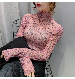 Women Sexy Transparent Print Blouses 2022 Fashion Long Sleeve Casual Ladies Tops Korean Clothing Elegant Summer Blouse $22.89...