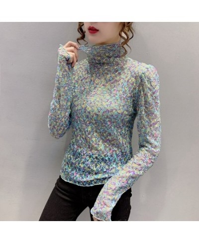 Women Sexy Transparent Print Blouses 2022 Fashion Long Sleeve Casual Ladies Tops Korean Clothing Elegant Summer Blouse $22.89...