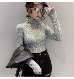 Women Sexy Transparent Print Blouses 2022 Fashion Long Sleeve Casual Ladies Tops Korean Clothing Elegant Summer Blouse $22.89...