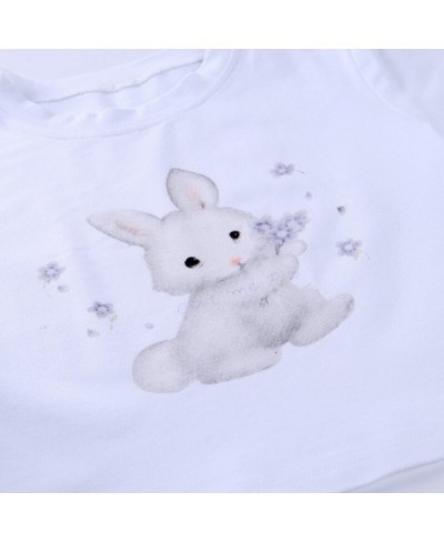 Anime Cute Sweet T-shirt Women Short Sleeve Bunny Printed O-neck Slim Short crop top Tees Ins Style Sexy Streetwear Graphic $...