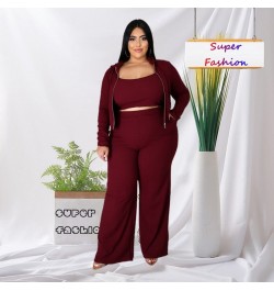 L-5XL 2022 Fall Plus Size Women Clothing Three Piece Sets Long Sleeve Rab Pant Suits Female Outfits Wholesale $62.14 - Plus S...