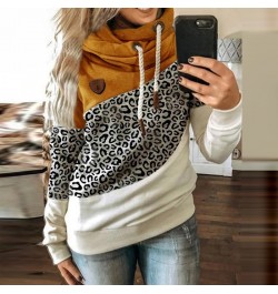 Women Patchwork Hooded Sweatshirt Autumn Winter Leopard Print Harajuku Drawstring Hoodie Casual Long Sleeve Pullover Tops $33...