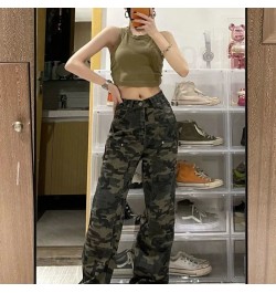 American Retro Camouflage High Waist Wide-leg Pants Women's Spring and Summer Simple Commuting Loose Straight Jeans 2023 New ...