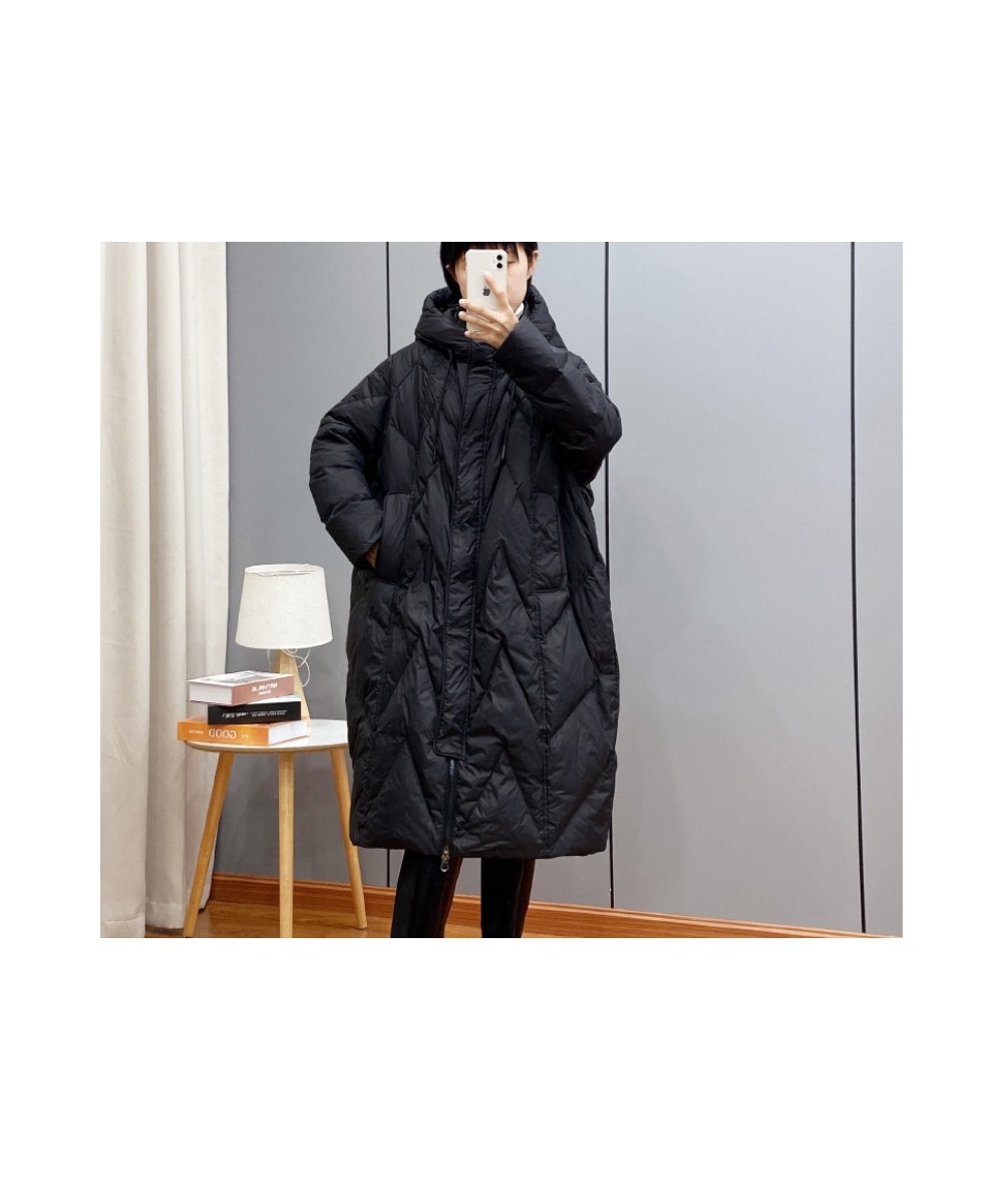 2022 winter Korean loose hooded thickened white duck down medium and long down jacket $79.97 - Jackets & Coats