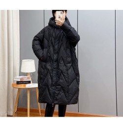 2022 winter Korean loose hooded thickened white duck down medium and long down jacket $79.97 - Jackets & Coats