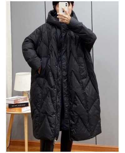 2022 winter Korean loose hooded thickened white duck down medium and long down jacket $79.97 - Jackets & Coats