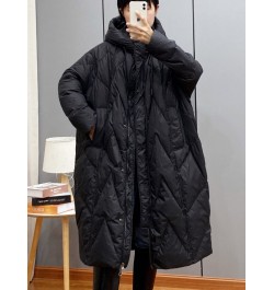 2022 winter Korean loose hooded thickened white duck down medium and long down jacket $79.97 - Jackets & Coats