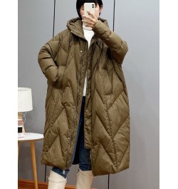 2022 winter Korean loose hooded thickened white duck down medium and long down jacket $79.97 - Jackets & Coats