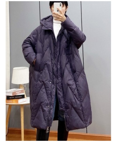 2022 winter Korean loose hooded thickened white duck down medium and long down jacket $79.97 - Jackets & Coats