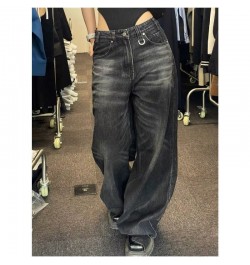 Y2k Female Hip Hop Vintage Black Wide Leg Jeans Women Oversized High Street Baggy Denim Trousers Grunge $52.06 - Bottoms