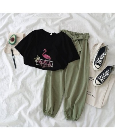 Sets women 2023 summer two-piece new nine points harlan casual pants + flamingos short sleeve T-shirt sport suit WBX1007 $33....