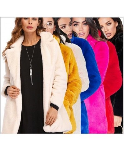 Plus Size Pink Shaggy Women Faux Fur Coat Streetwear Autumn Winter Plush Teddy Thick Warm Coat Female Plus Size Overcoat Part...