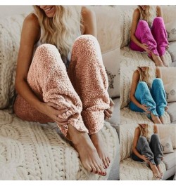 Women Plus Size Cozy Sleep Pants Winter Fleece sleepwear Long Pants European American Solid Color Warm Nightwear пижама женск...