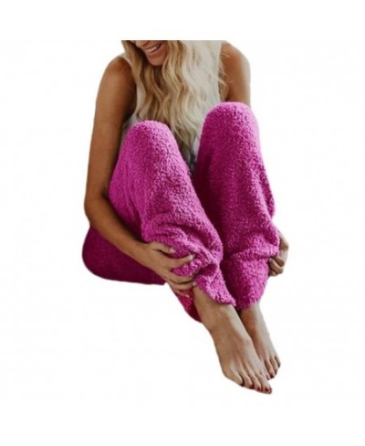 Women Plus Size Cozy Sleep Pants Winter Fleece sleepwear Long Pants European American Solid Color Warm Nightwear пижама женск...