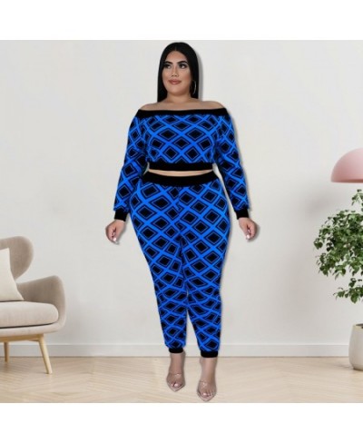 Plus Size Women's Two-piece Sets Fashion Print Long-sleeved Tops With Pants Set Casual Large Size Female T-shirt Trousers $56...