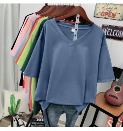 Plus Size T Shirt Solid V Neck Tshirt 100% Cotton L-6XL Short Sleeve Women's Top Basic Summer Couple Oversized T Shirts $35.4...