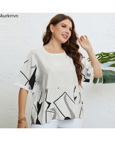 Plus Size Women's Blouses Chubby Elegant and Youth Woman Blouses O Neck Printing Casual Women's Oversize T-shirt 2023 Summer ...