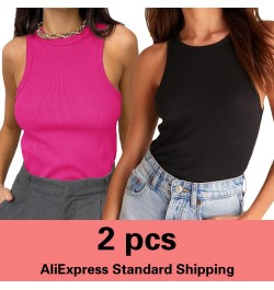 Two Piece Summer Shirts Sexy Backless Tank top women y2k Tank Tops Rose Red Casual Sport Vest Off Shoulder top women t shirts...