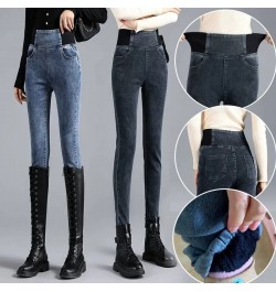 Basic Stretch Fitness Leggings Women Retro Thicken Oversize Jeans High Waist Skinny Pencil Pants Warm Slim Hip Lift Sweatpant...