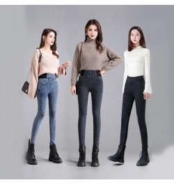 Basic Stretch Fitness Leggings Women Retro Thicken Oversize Jeans High Waist Skinny Pencil Pants Warm Slim Hip Lift Sweatpant...