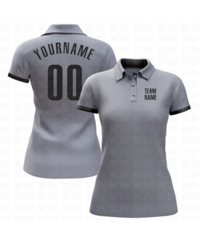 Custom Gray Green Performance Golf Polo Shirt 3D Printed Women's Golf Polo Oversized Shirt Summer Sports Tops $34.69 - Tops &...