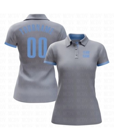 Custom Gray Green Performance Golf Polo Shirt 3D Printed Women's Golf Polo Oversized Shirt Summer Sports Tops $34.69 - Tops &...