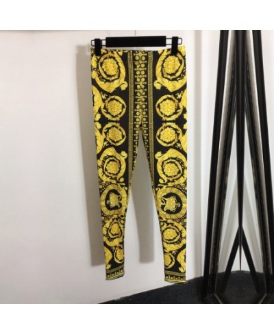 2022 New Fashion Women Pants Spring And Autumn Leggins Trousers Golden Print Pants Female Leggings $57.88 - Bottoms