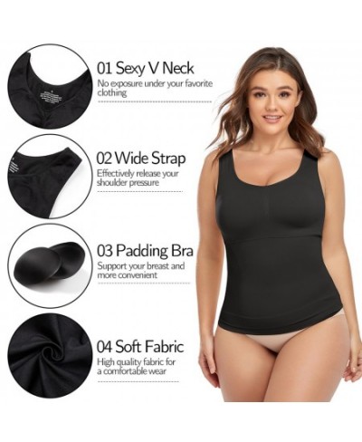 Shapewear for Plus Size Women Tummy Control Shapewear Built-in Bra Shaping Tank Tops Slimming Body Shaper Compression Underwe...