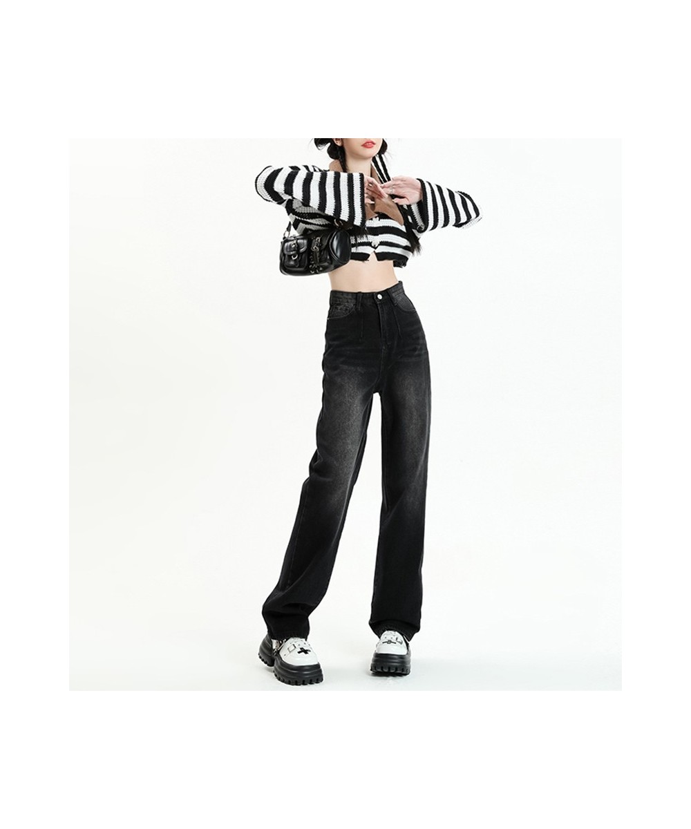 High Waisted Jeans Woman 2022 New Wide Leg Jeans Straight Y2k Denim Pants Korean Fashion Vintage Streetwear Black Jeans $55.9...