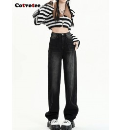 High Waisted Jeans Woman 2022 New Wide Leg Jeans Straight Y2k Denim Pants Korean Fashion Vintage Streetwear Black Jeans $55.9...