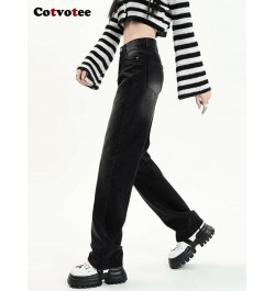 High Waisted Jeans Woman 2022 New Wide Leg Jeans Straight Y2k Denim Pants Korean Fashion Vintage Streetwear Black Jeans $55.9...