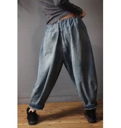 Women Spring Elastic Waist Loose Denim Harem Trousers Jeans Female Vintage Knickerbockers Ladies Casual Denim Pants 2023 $64....