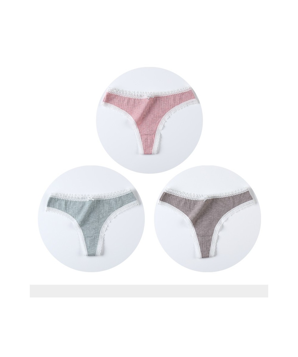 3 Pcs/Set Women Panties G-String Underwear Fashion Thong Sexy Cotton Panties Ladies G-string Soft Lingerie Solid Low Rise Pan...