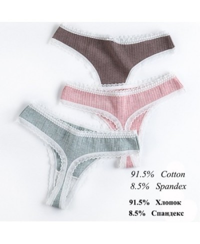 3 Pcs/Set Women Panties G-String Underwear Fashion Thong Sexy Cotton Panties Ladies G-string Soft Lingerie Solid Low Rise Pan...