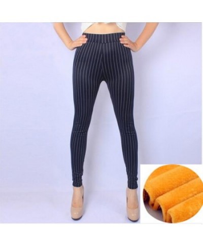 Winter Pants For Women Striped Printed Warm Stretch Skinny Pencil Pants Thicken Fleeces Leggings Female Casual Trousers P8126...