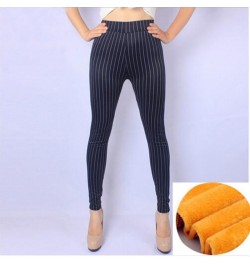 Winter Pants For Women Striped Printed Warm Stretch Skinny Pencil Pants Thicken Fleeces Leggings Female Casual Trousers P8126...